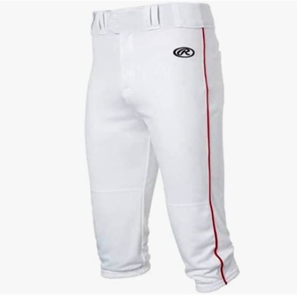 Rawlings Baseball Pants White w Red Piping